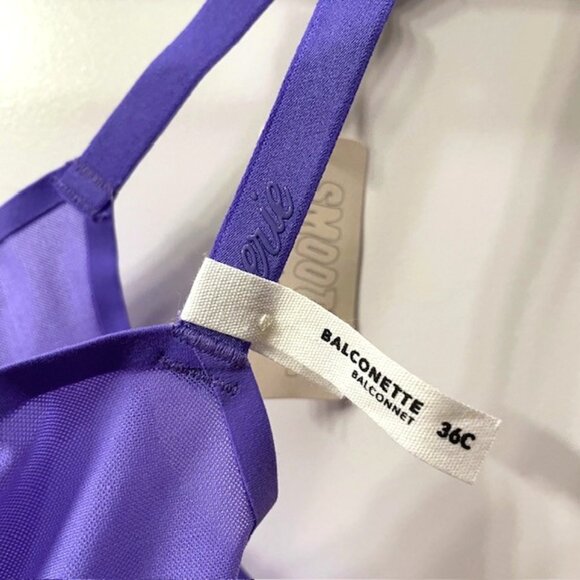 NWT Aerie Smoothez Purple Unlined Sheer Mesh Balconette Underwire Bra 36C - Picture 8 of 10